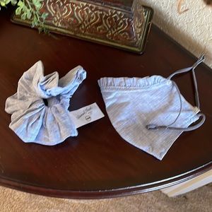 NWOT Denim scrunchie & mask set